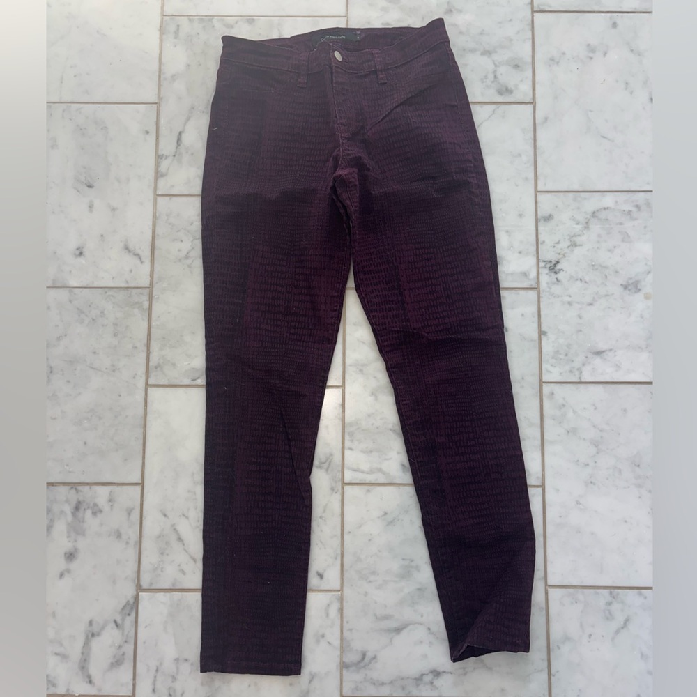 Calvin Klein Alligator Print Jeans, Maroon, Size 10